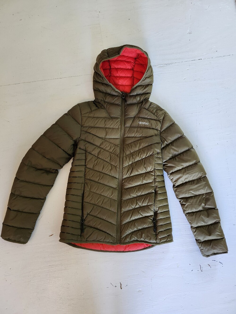 Aparso Olive Hooded Puffer Jacket